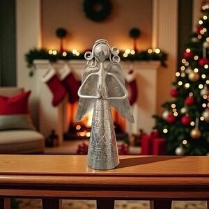 Handmade Polished Metal Angel Bell Danish Style Nativity Christmas Decor